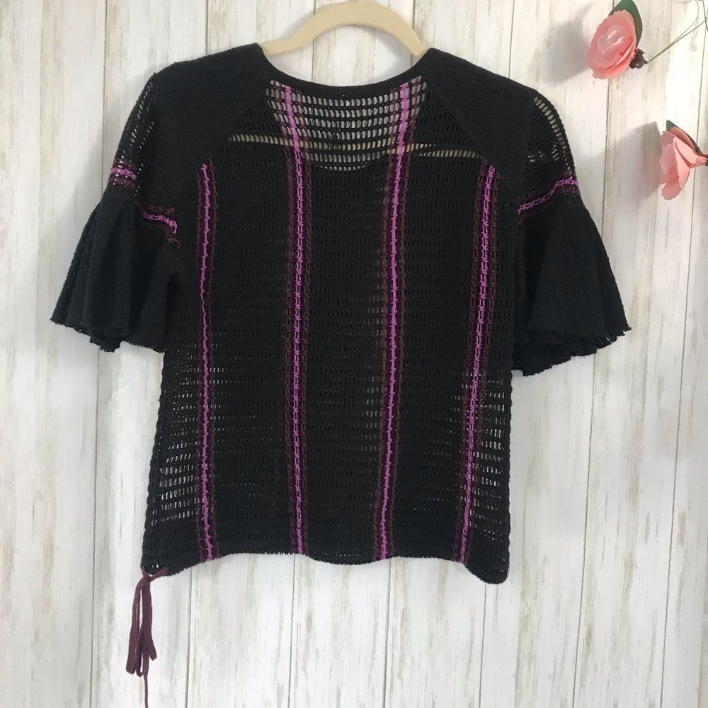 Free People Crochet knit Bell sleeved top. Size XS - Picture 3 of 8